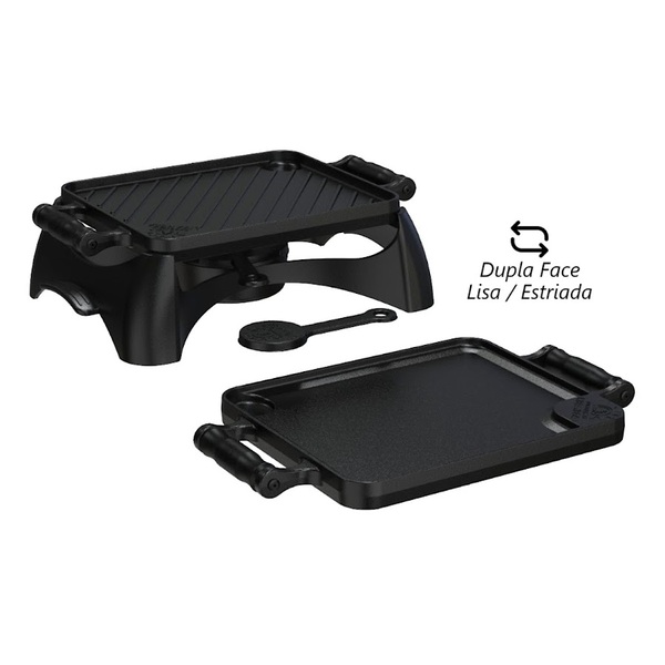 Rechaud Bifeteira Dupla Face 23 X 28cm Alça Silicone Preto
