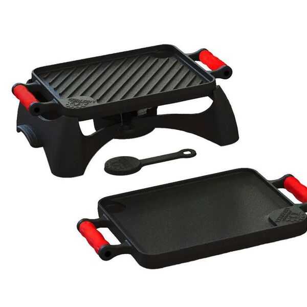 Rechaud Bifeteira Dupla Face 23x28cm Alça Silicone Vermelho