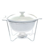 Rechaud De Porcelana Redondo Com Tampa De Vidro E Queimador