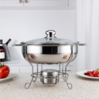 Rechaud Dourado Rm Redondo Em Aço Inox Banho Maria Com Fogare