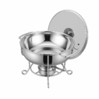 Rechaud Dourado Rm Redondo Em Aço Inox Banho Maria Com Fogare