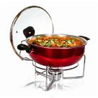 Rechaud Panela Redondo Alumínio Vermelho Tampa Vidro