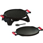 Rechaud Redondo Dupla Face Ferro 33cm Alça Silicone Vermelha