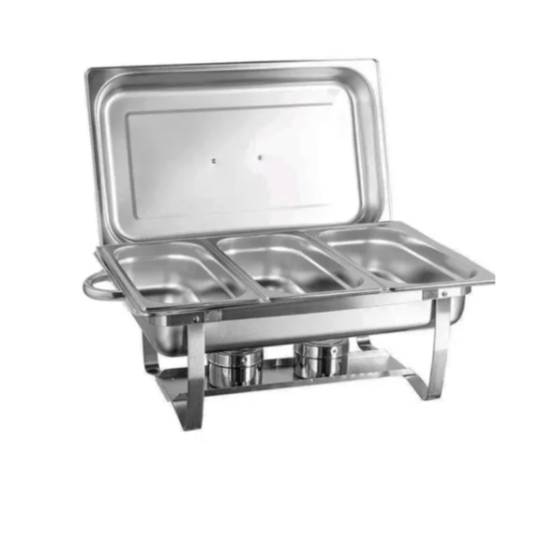 Rechaud Retangular 9 L Com 3 Cubas 1/3 Banho Maria Brinovar