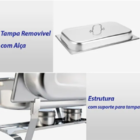 Rechaud Retangular 9 L Com 3 Cubas 1/3 Banho Maria Brinovar