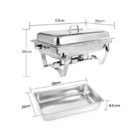 Rechaud Retangular Aço Inox 9 Litros Com 1 Cuba Banho Maria B