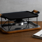 Réchaud Retangular Chapa Ferro Fundido Bandeja Fondue Carne