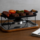 Réchaud Retangular Chapa Ferro Fundido Bandeja Fondue Carne