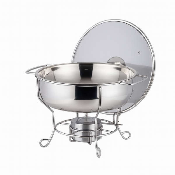 Rechaud Rm Redondo Em Aço Inox Banho Maria Com Suporte Para T