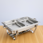 Rechaud Rm Retangular Em Aço Inox Banho Com 2 Cubas E Fogarei