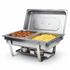 Rechaud Rm Retangular Em Aço Inox Banho Com 2 Cubas E Fogarei