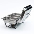 Rechaud Rm Retangular Em Aço Inox Banho Com 3 Cubas E Fogarei