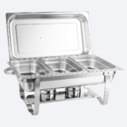 Rechaud Rm Retangular Em Aço Inox Banho Com 3 Cubas E Fogarei