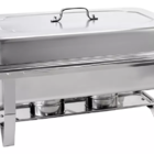 Rechaud Rm Retangular Em Aço Inox Banho Com 4 Cubas E Fogarei