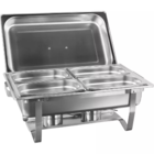 Rechaud Rm Retangular Em Aço Inox Banho Com 4 Cubas E Fogarei