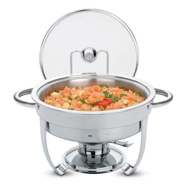 Rechaud Tramontina Redondo Em Aço Inox Banho Maria Com Suport