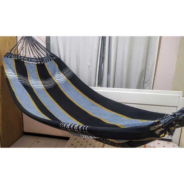 Rede De Descanso Cor Azul E Preto Grande S/ Babado Varanda