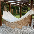 Rede De Descanso Dormir Bege Com Caramelo Casal Luxo Reforçada