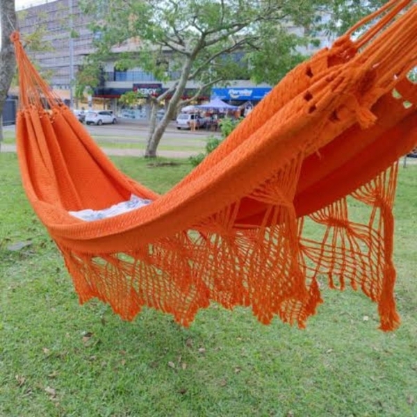 Rede De Descanso Dormir Casal Laranja Reforçada Gigante 100%
