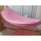 Rede De Dormir Casal Grande G Jeans Liso Rosa Com Babado