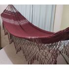 Rede De Dormir Casal Grande G Jeans Vinho Branco C/ Babado