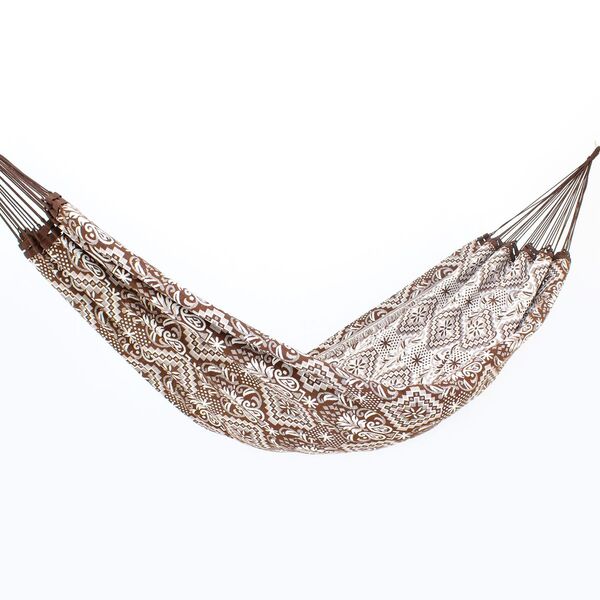 Rede De Dormir Casal Indiana Marrom Com Branco