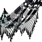 Rede De Dormir Descanso Preto Com Branco Xadrez 100% Algodão