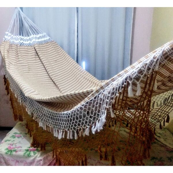 Rede Descanso Gigante Maria Bonita De Luxo Marrom E Branco