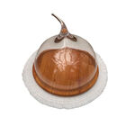 Redoma De Vidro E Madeira E Linda Toalhinha Com Franjas