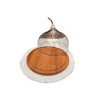 Redoma De Vidro E Madeira E Linda Toalhinha Com Franjas