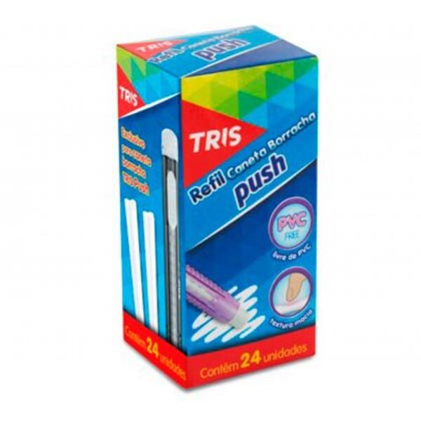 Refil Caneta Borracha Tris Push Caixa Com 24 Unidades