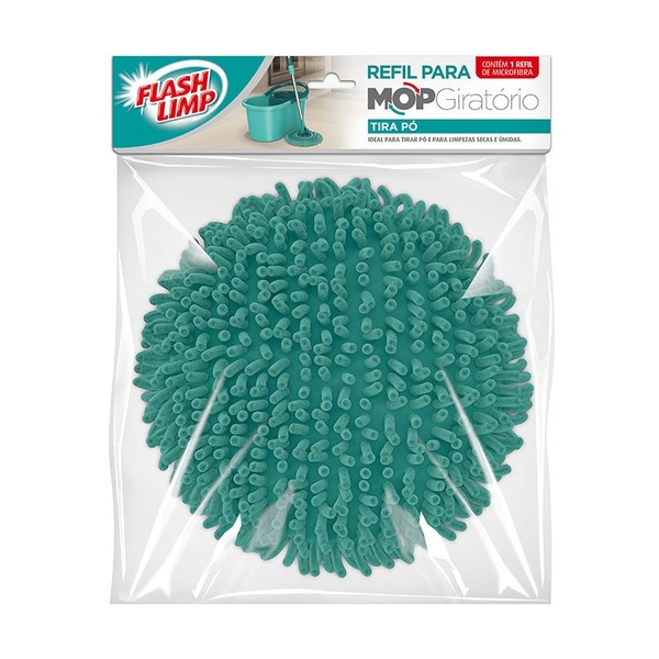 Refil Para Mop Giratório Tira Pó - Flash Limp - Verde Agua