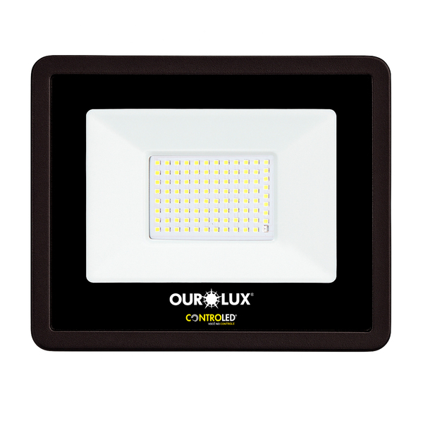 Refletor  Com LED Branco 100w 6750 Lúmens Bivolt IP65 Ouro Lux