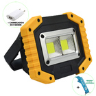 Refletor Led 30w Portátil Recarregável Led Cob Ip65 Amarelo +