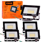 Refletor Led Foxlux 30w Bivolt 3000k Preto Kit 5 Un