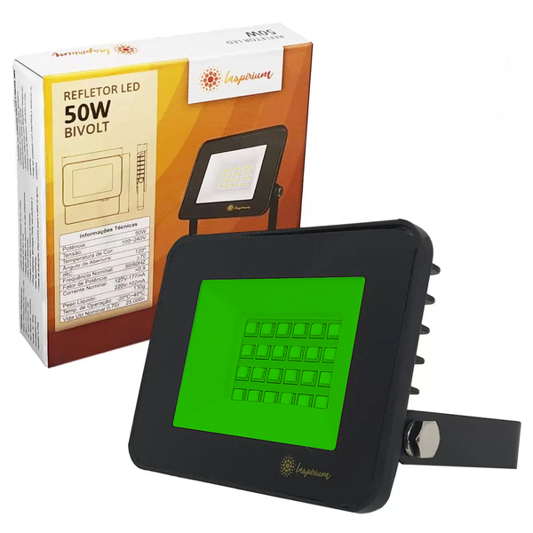 Refletor Led Holofote 50w Luz Verde Ip66 Bivolt À Prova D'águ