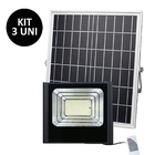 Refletor Placa Energia Solar Led 400w Kit 3 Uni Holofote Lumi