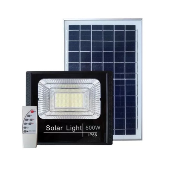Refletor Solar 500w Led 6000k Placa Solar E Controle Remoto