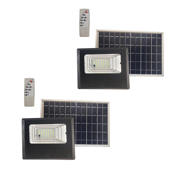 Refletor Solar 50w Luminaria Kit 2 Uni Holofote Placa Sensor