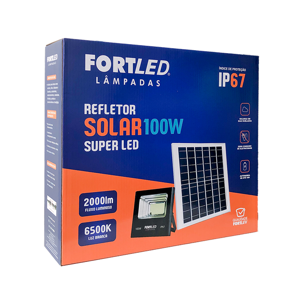 Refletor Led Solar Refletor Solar Led 100w Luz Branca - Fortled | Leroy Merlin