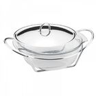 Refratario De Vidro Com Tampa E Suporte Em Inox