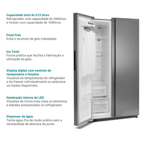 Refrigerador Side By Side Philco Frost Free Prf613id Eco Inverter
