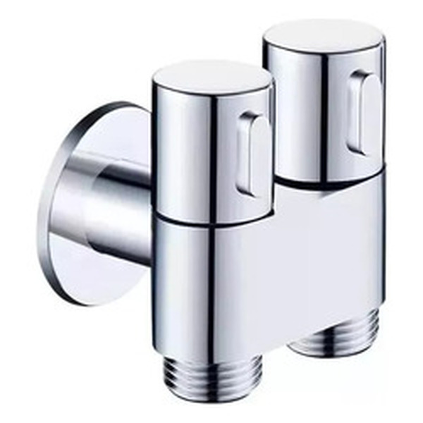 Registro Duplo Metal Cromado Para Ducha Higiênica 2 Saídas Má