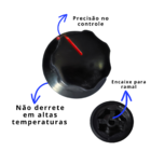 Registro Ramal 1/4" + Botão Baquelite Fogão Chapeira Zamac