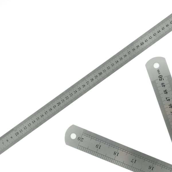 Régua Escolar De Metal Aço Inox Tamanho 50 Cm Engenheiro Escr