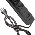 Régua Para Tomada Filtro De Linha Preto C/ 3 Tomadas Radial