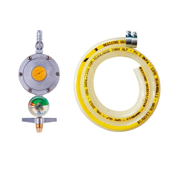 Regulador De Gás De Cozinha Com Mangueira De 1,25m E Indicado