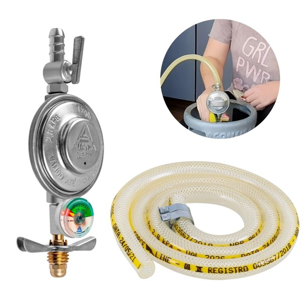 Regulador Registro De Gás De Cozinha Com Monômetro Vazão 1kg/