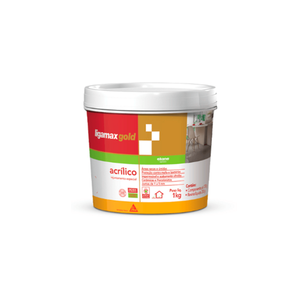 Rejunte Acrilico Ligamax Gold (ab) Cinza 1 Kg - Sika