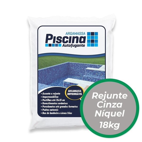 Rejunte Piscina Impermeável Cor Cinza Níquel 18kg
